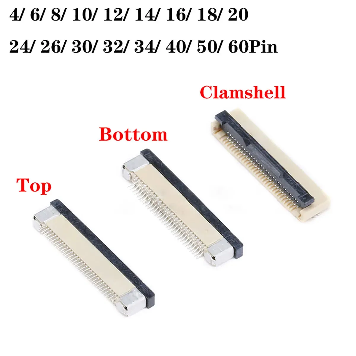 0.5mm FPC FFC SMT Bottom Contacts Flip Clamshell Connector