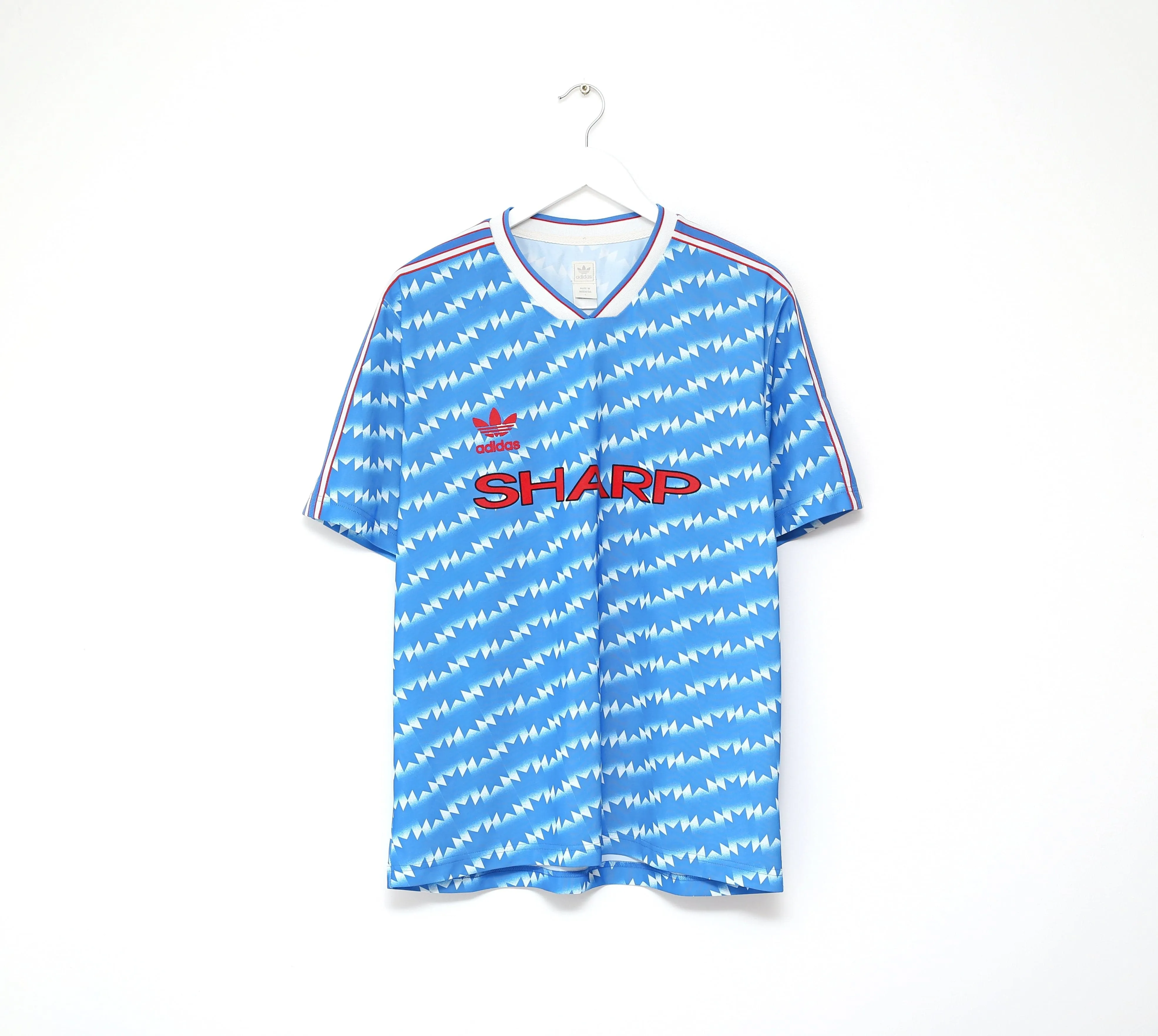 1990/92 MANCHESTER UNITED Retro adidas Originals Sharp Away Football Shirt L)