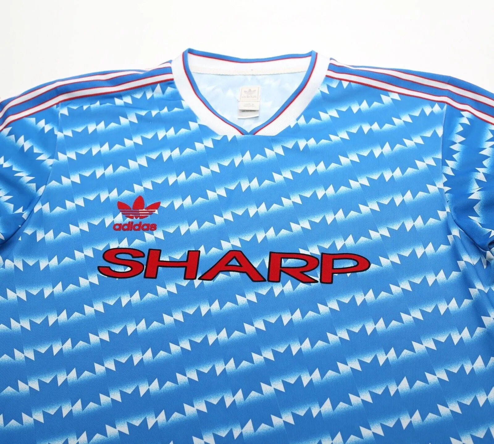 1990/92 MANCHESTER UNITED Retro adidas Originals Sharp Away Football Shirt L)