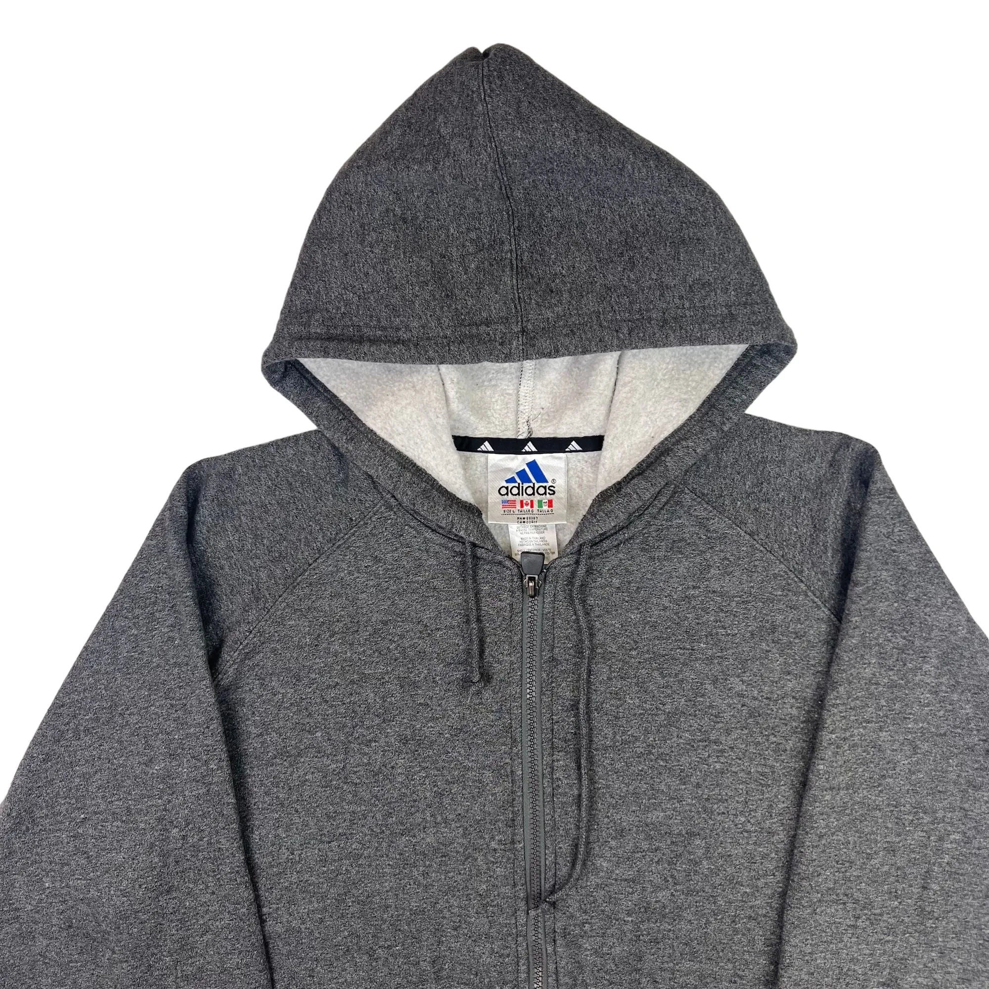 Adidas 90's Zip-Up Hooded Sweatshirt Grey