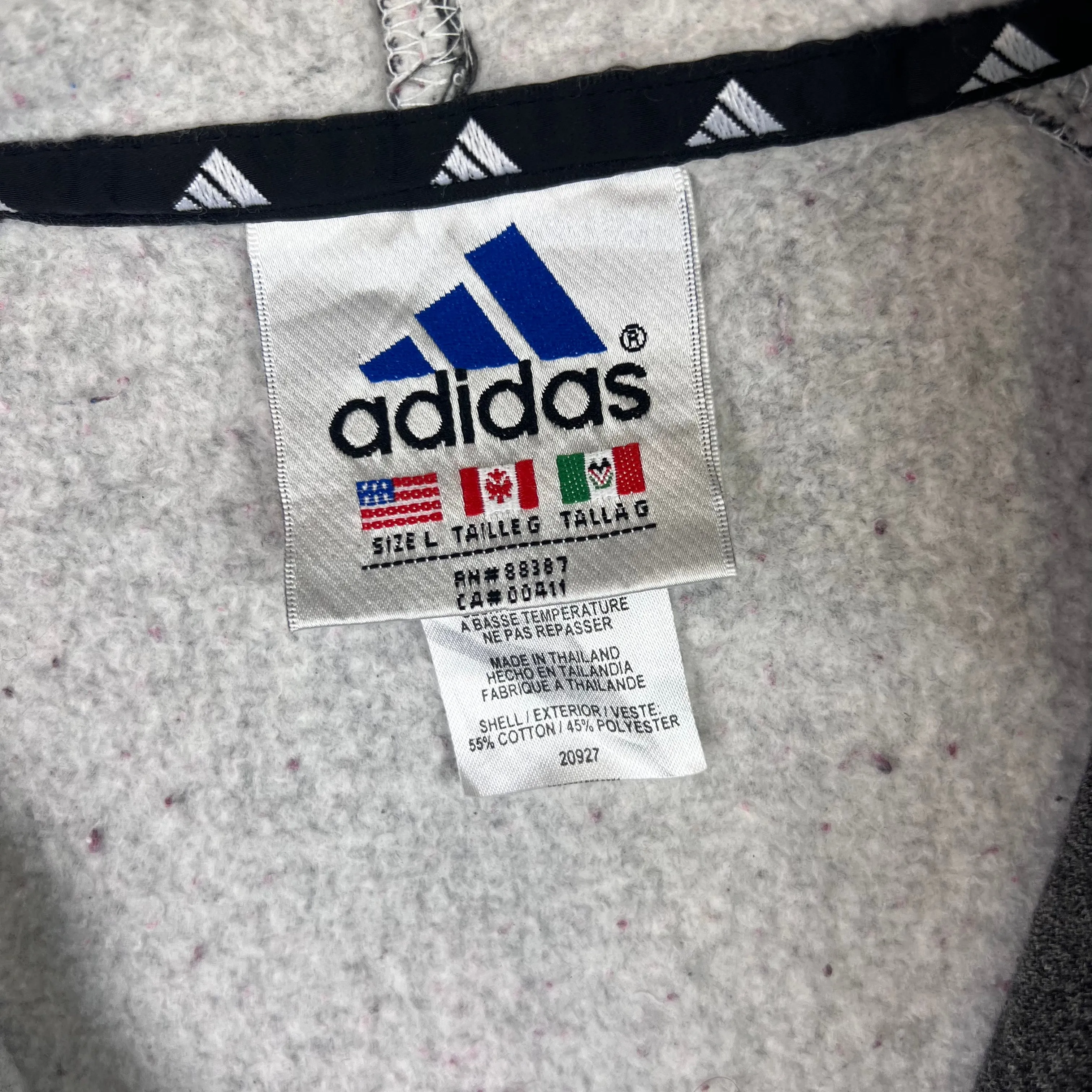 Adidas 90's Zip-Up Hooded Sweatshirt Grey