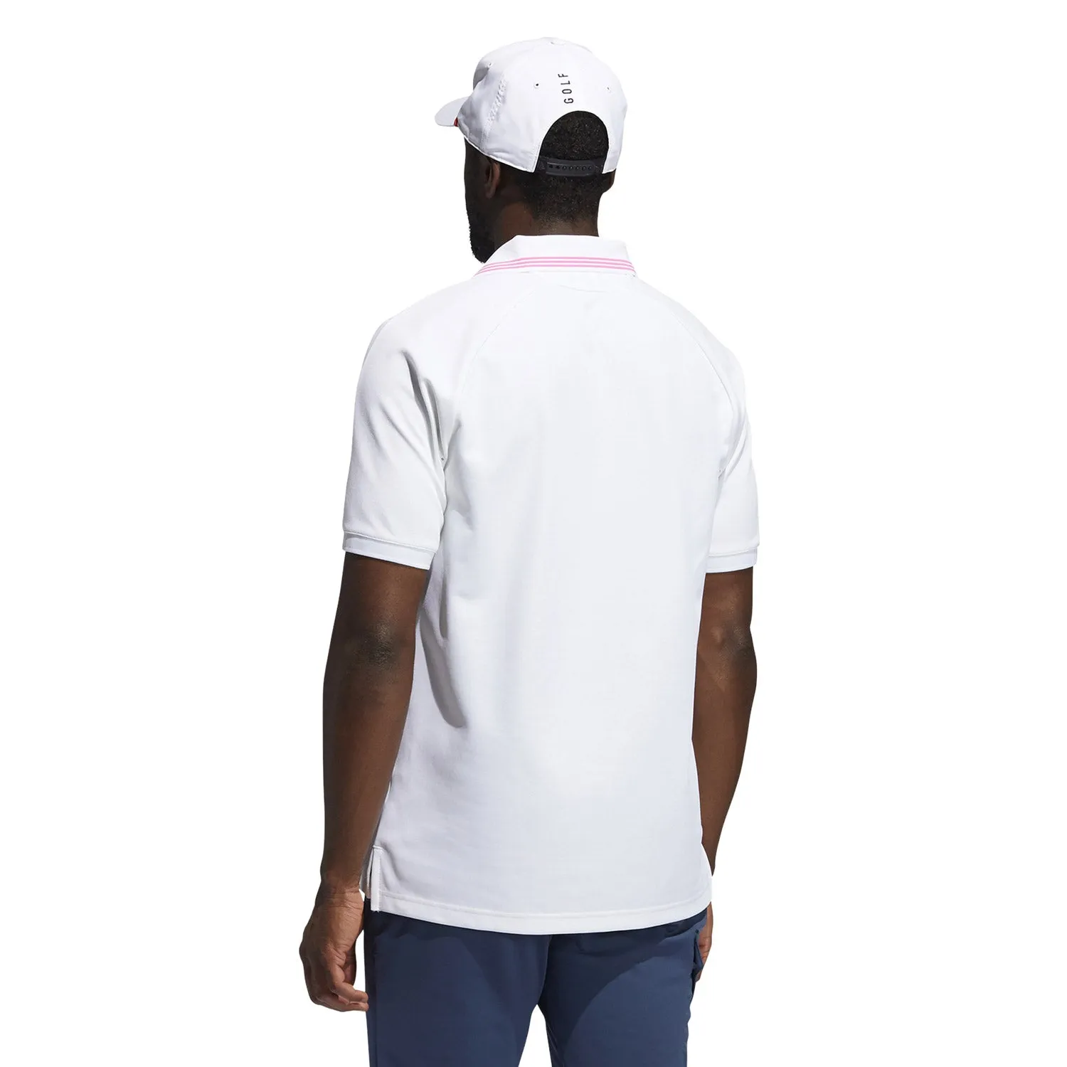 adidas Golf Go-To Pique Polo - White/Screaming Pink