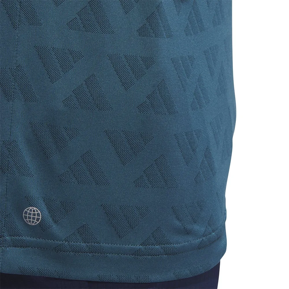 adidas Jacquard Mock Polo Shirt - Arctic Night/Wild Teal