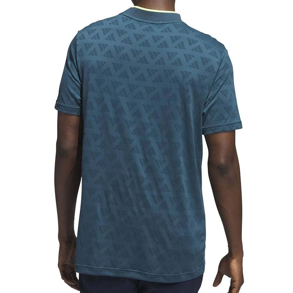 adidas Jacquard Mock Polo Shirt - Arctic Night/Wild Teal