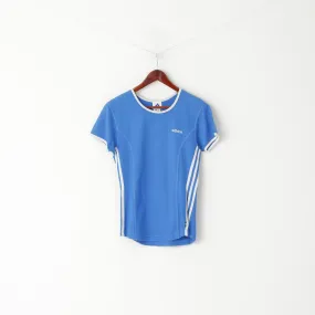 Adidas Women 10 38 S Shirt Blue Vintage Cotton Crew Neck Sport Top