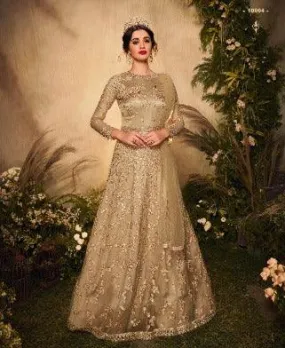 Admirable Beige Color Soft Net Base Gown