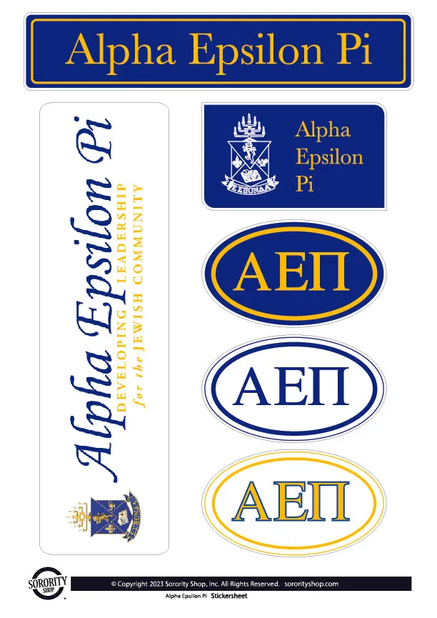 Alpha Epsilon Pi Fraternity Sticker Sheet- Brand Focus