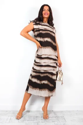 Appear In Print - Beige Tie Dye Printed Midi Dress