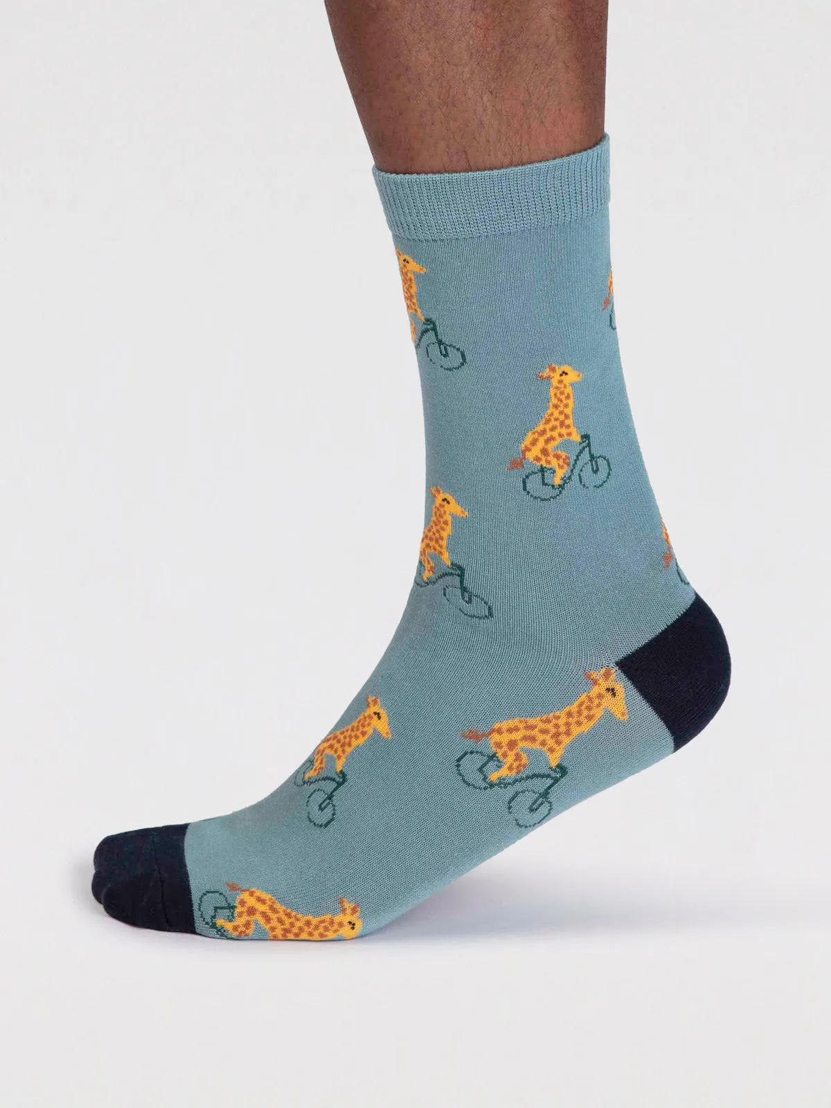 Archy Men's Bamboo Animal On Bike Socks - Lagoon Green