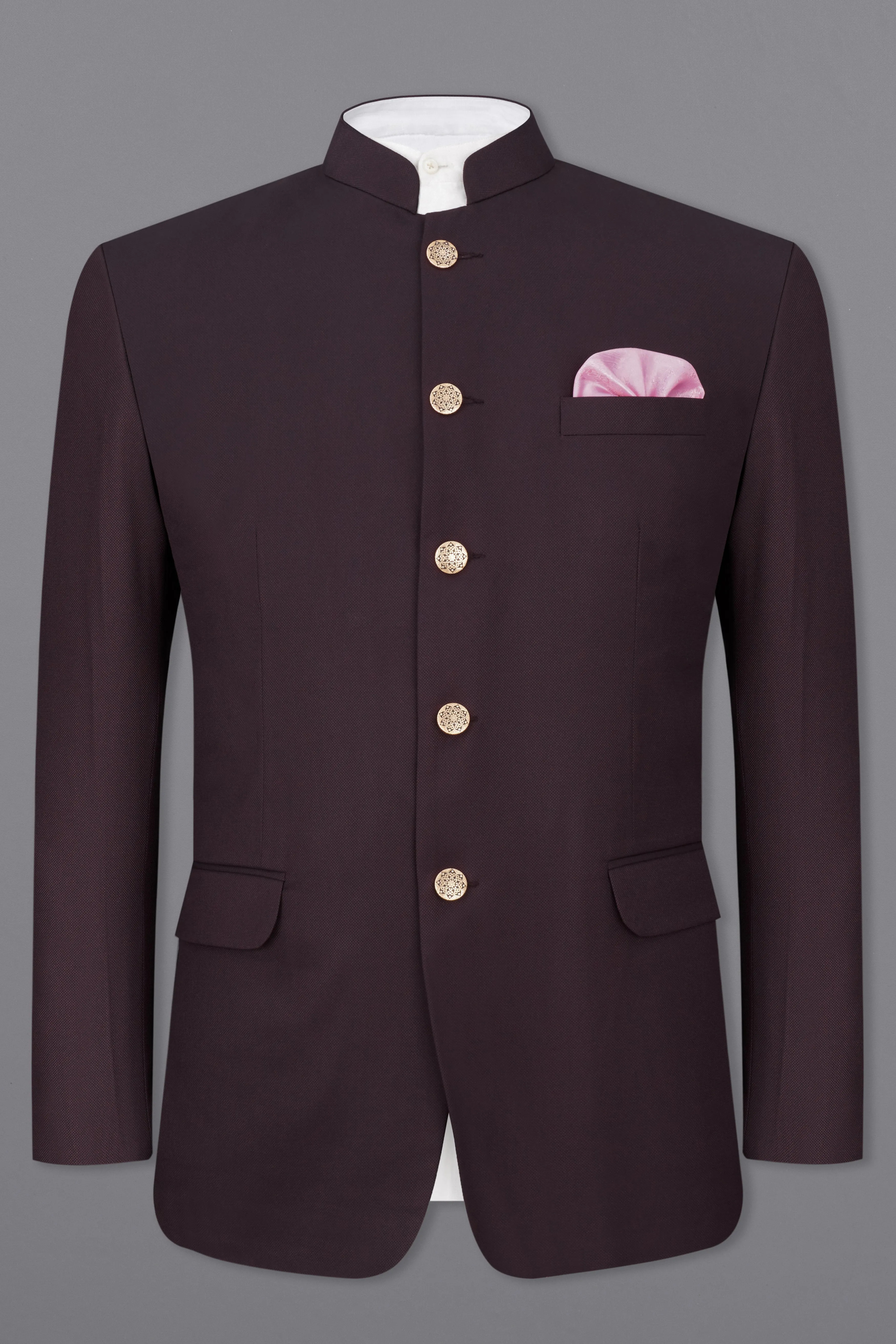 Aubergine Maroon Bandhgala Blazer