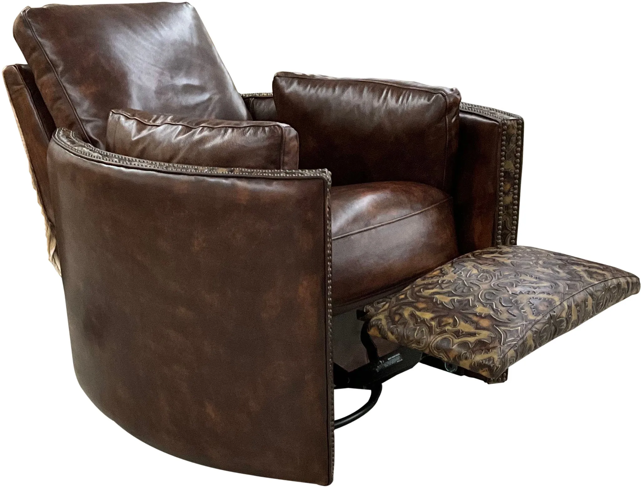 Axis Western Cowhide Swivel Glider Recliner