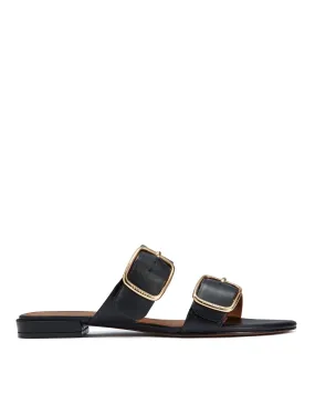 Ayton Leather Flat Sandal | Black