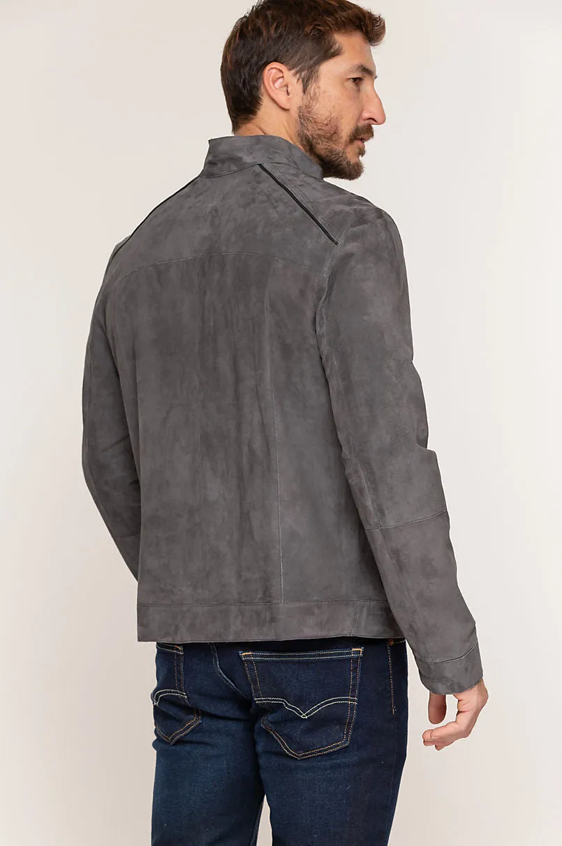 Caleb Reversible Italian Lambskin Suede Moto Jacket