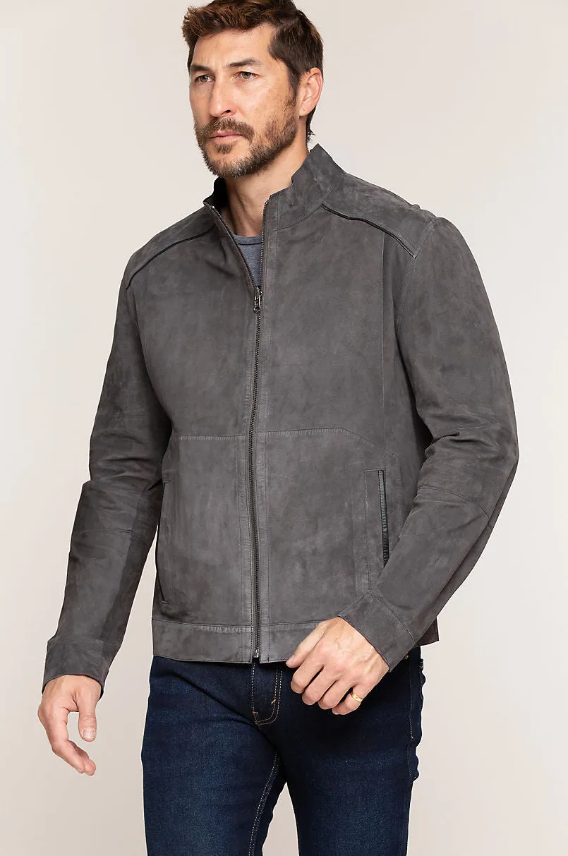 Caleb Reversible Italian Lambskin Suede Moto Jacket