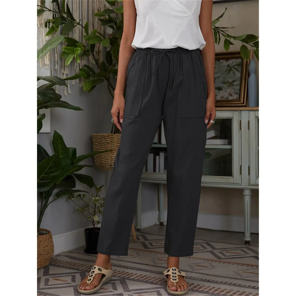 Casual Elastic Waist Straight leg Slacks