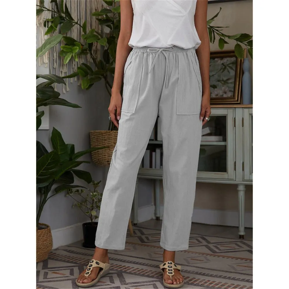 Casual Elastic Waist Straight leg Slacks