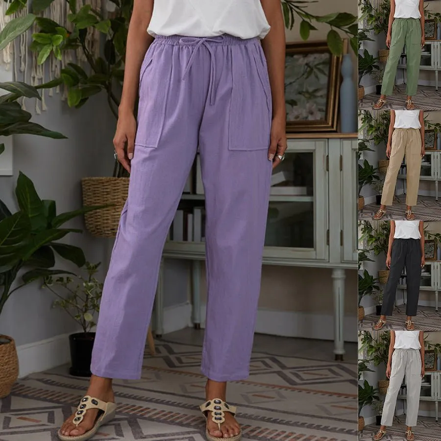 Casual Elastic Waist Straight leg Slacks