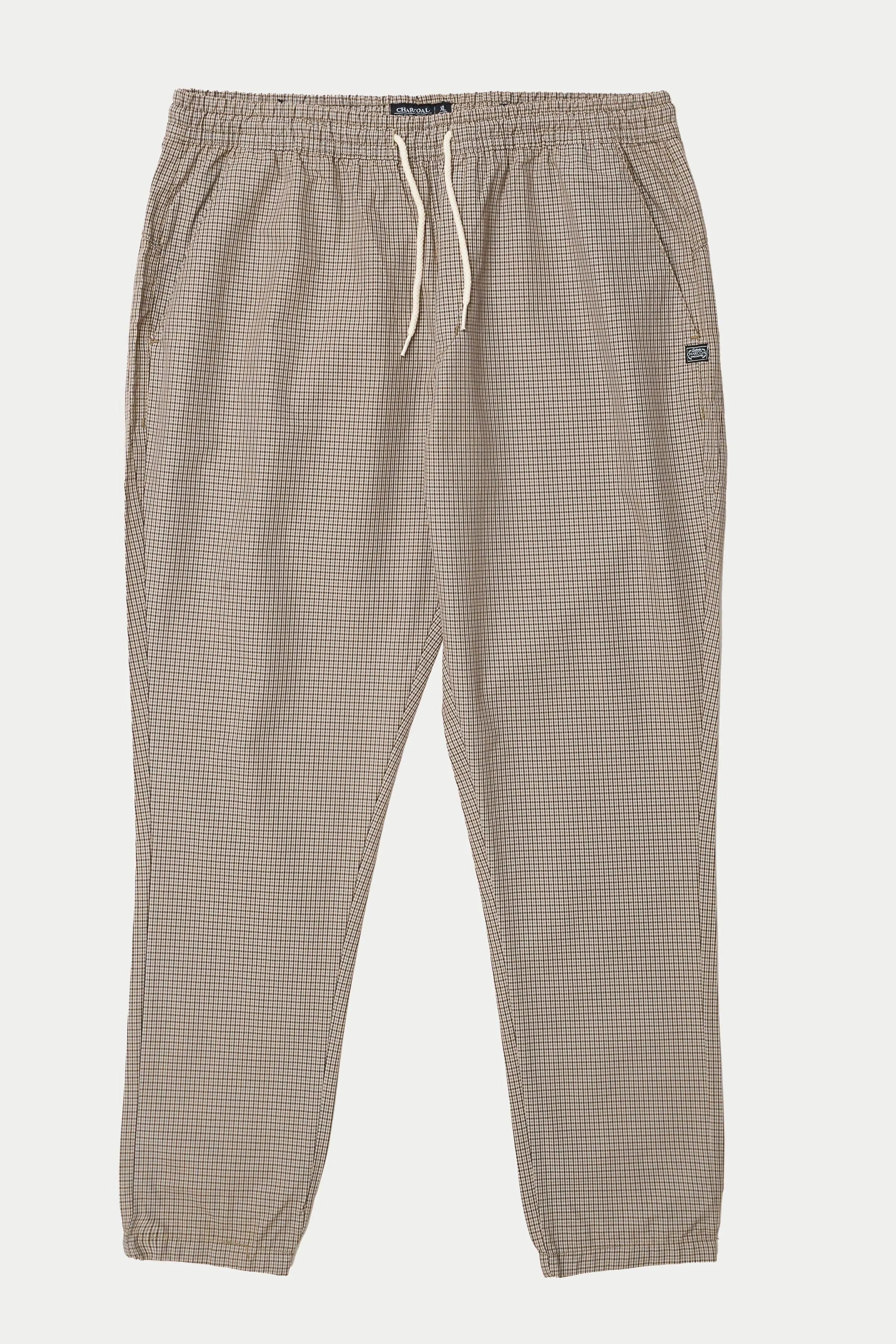 CASUAL JOGGER TROUSER LIGHT KHAKI CHECK