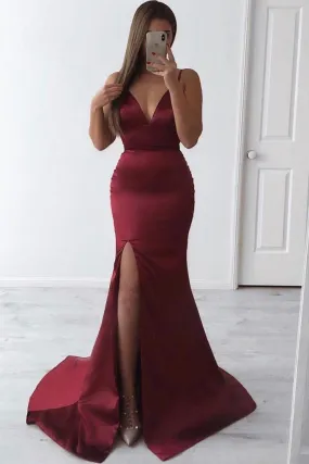 Caterina Satin Gown - Deep Red (S - Clearance Sale)