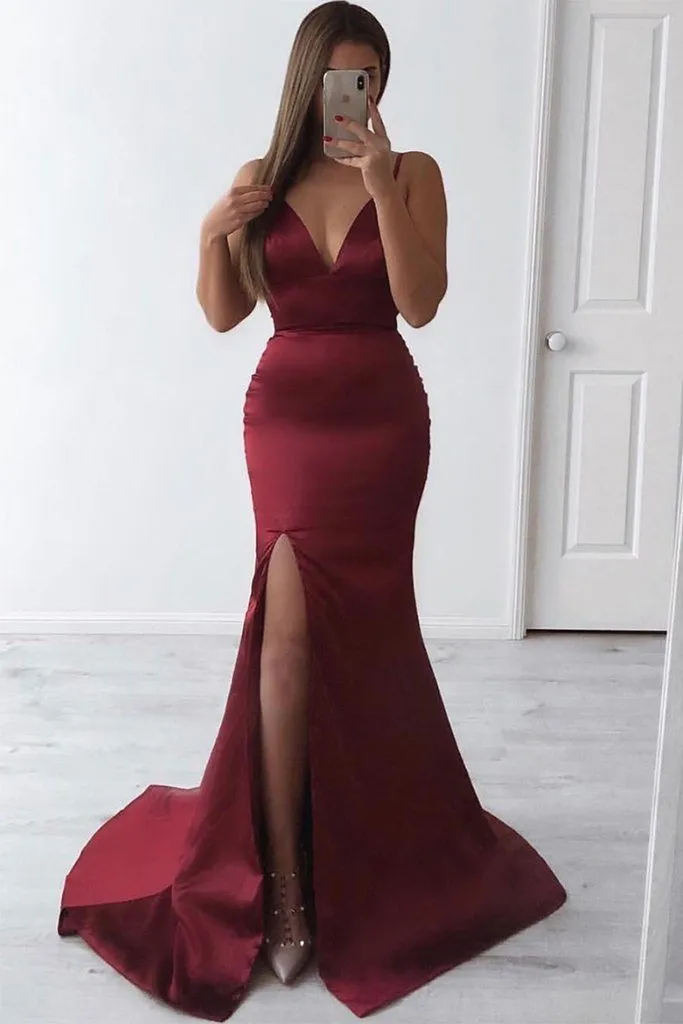 Caterina Satin Gown - Deep Red (S - Clearance Sale)