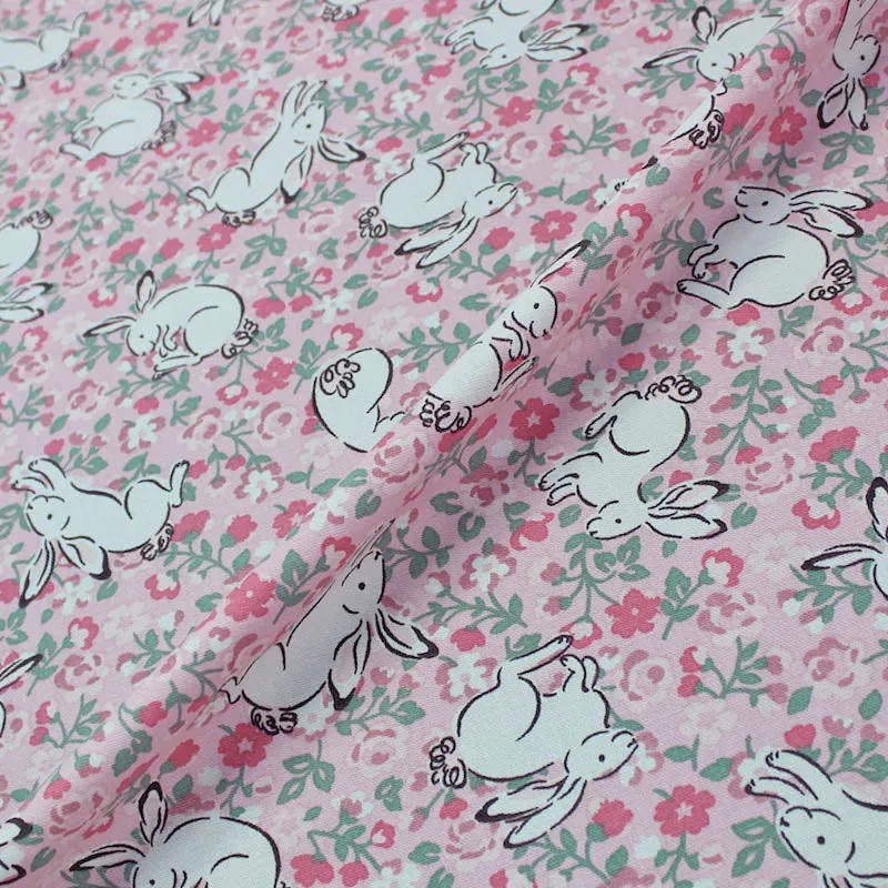 Cath Kidston Home Furnishing Fabric Jumping Bunnies in Blush