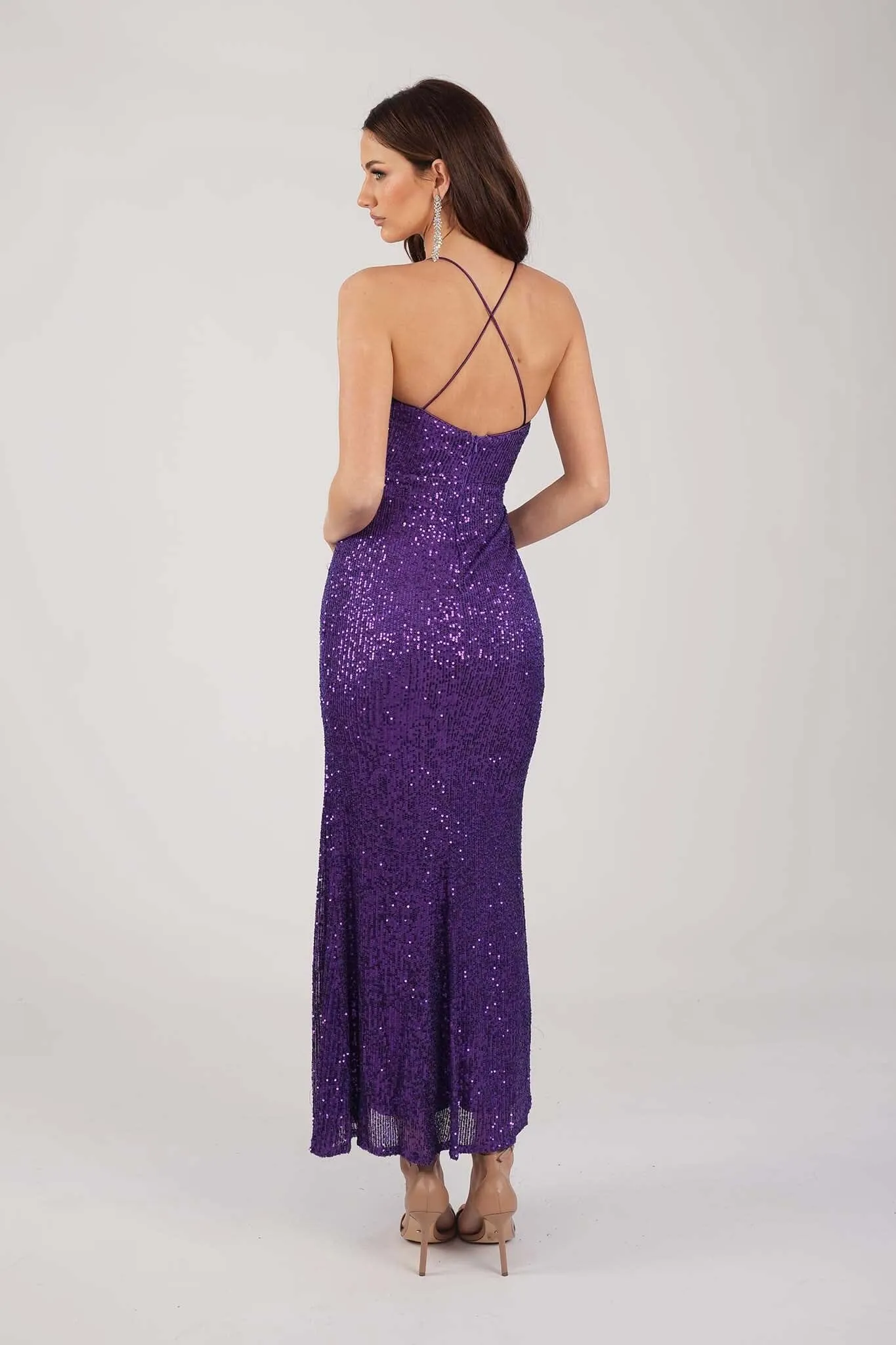 Clarice Sequin Maxi Dress - Purple