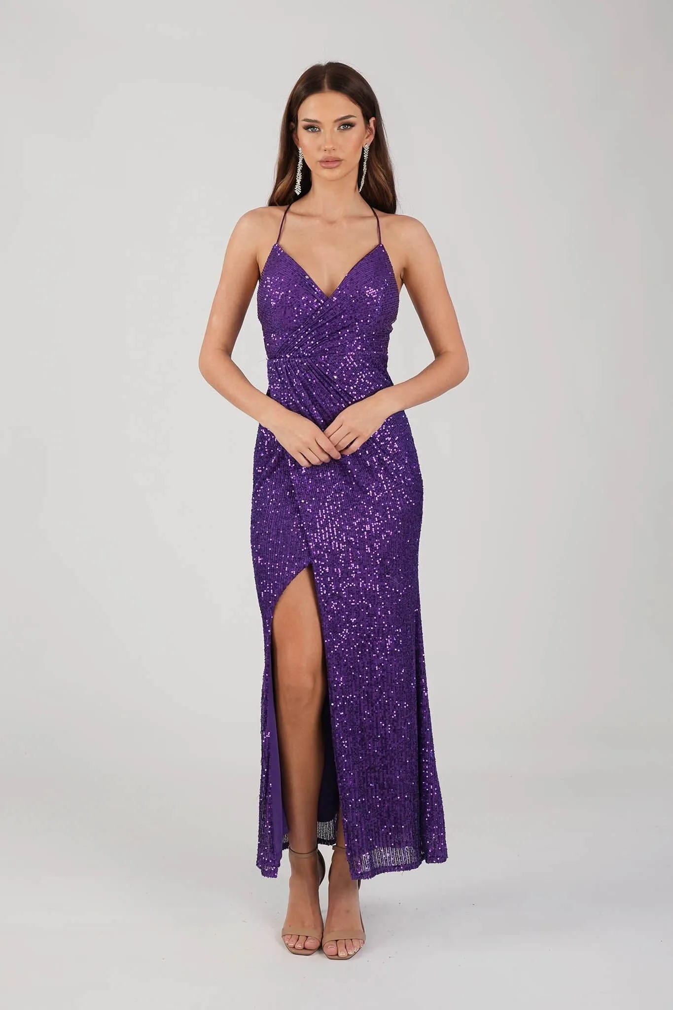 Clarice Sequin Maxi Dress - Purple