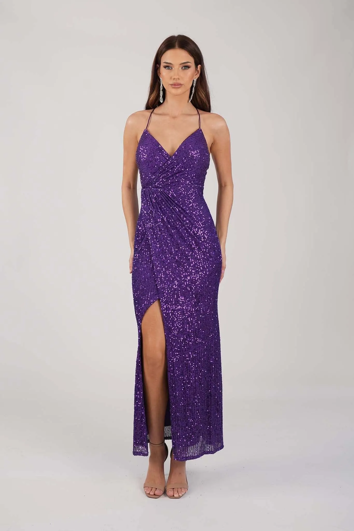 Clarice Sequin Maxi Dress - Purple