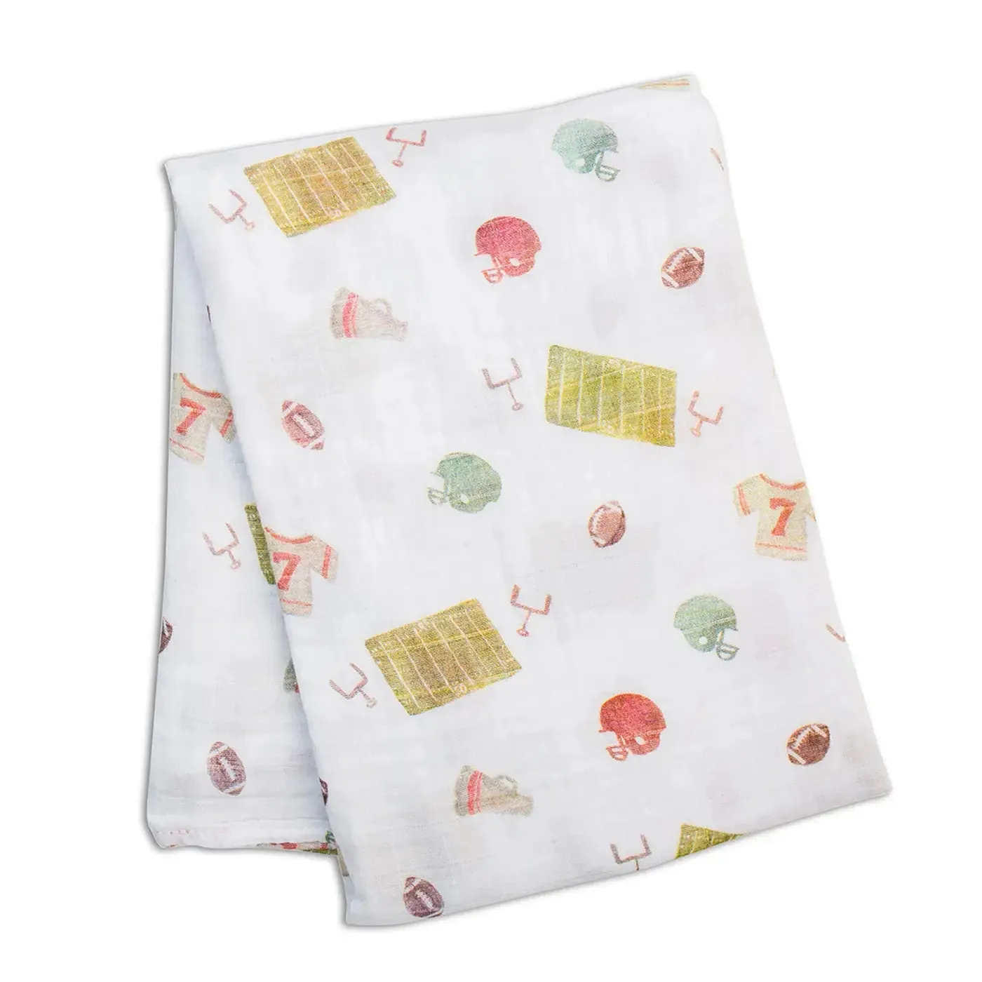 Cotton Muslin Swaddle Blanket - Football | Lulujo