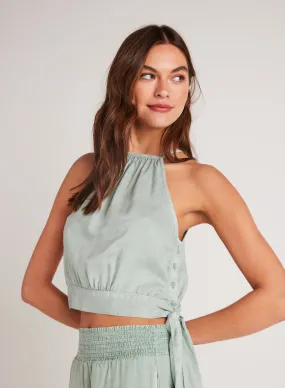 Cropped Side Tie Halter - Oasis Green