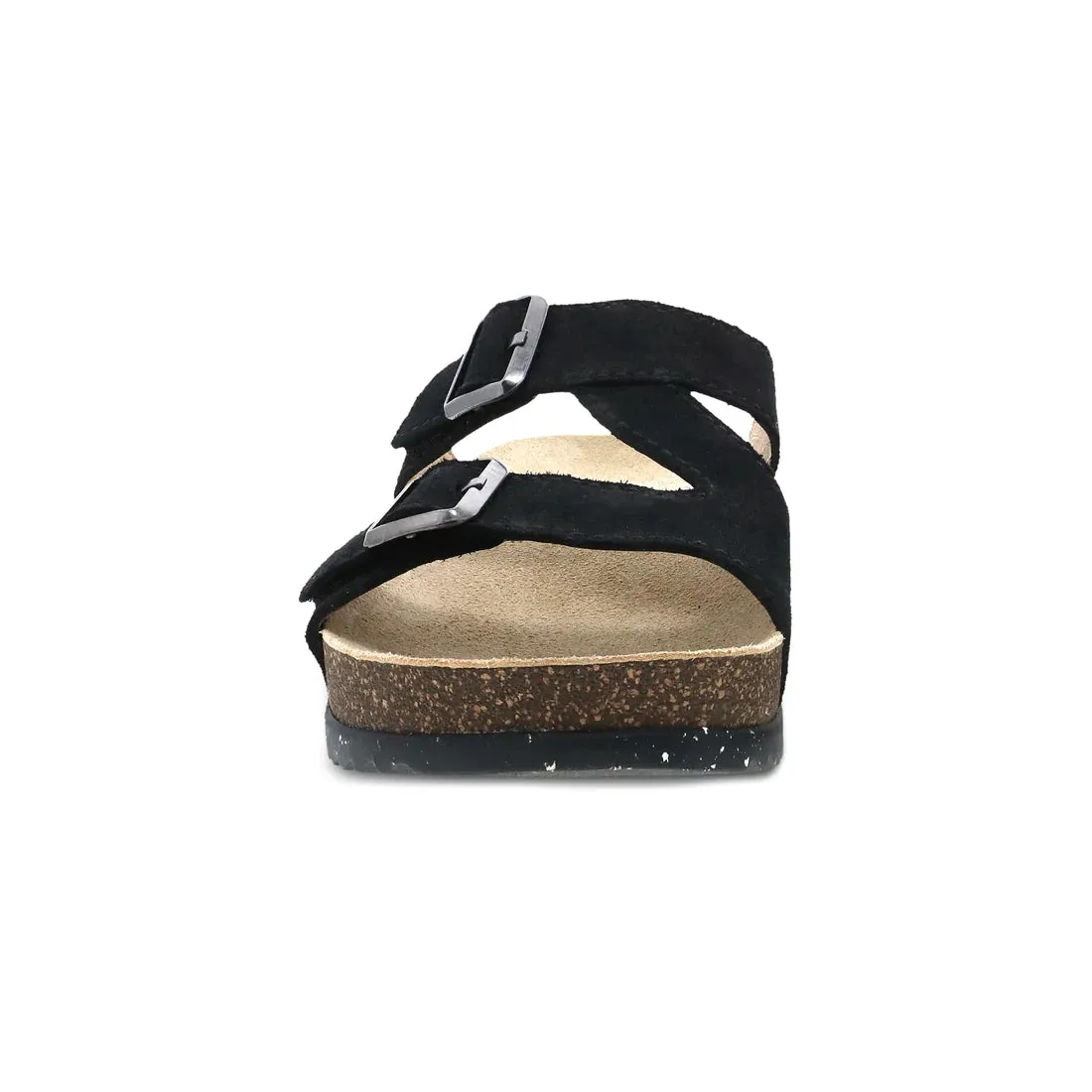 Dayna Two Strap Suede Sandal in Black