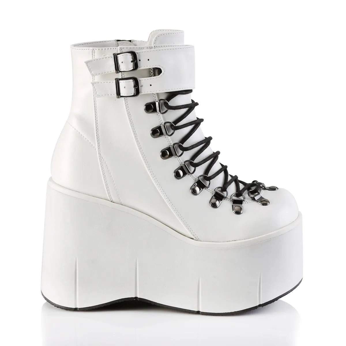 Demonia KERA-21 | White Vegan Leather Ankle Boots