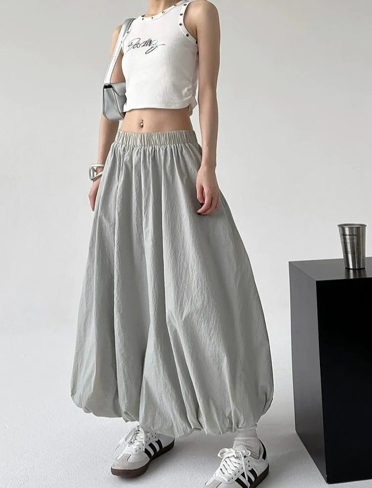 Elastic Waist Balloon Maxi Skirt