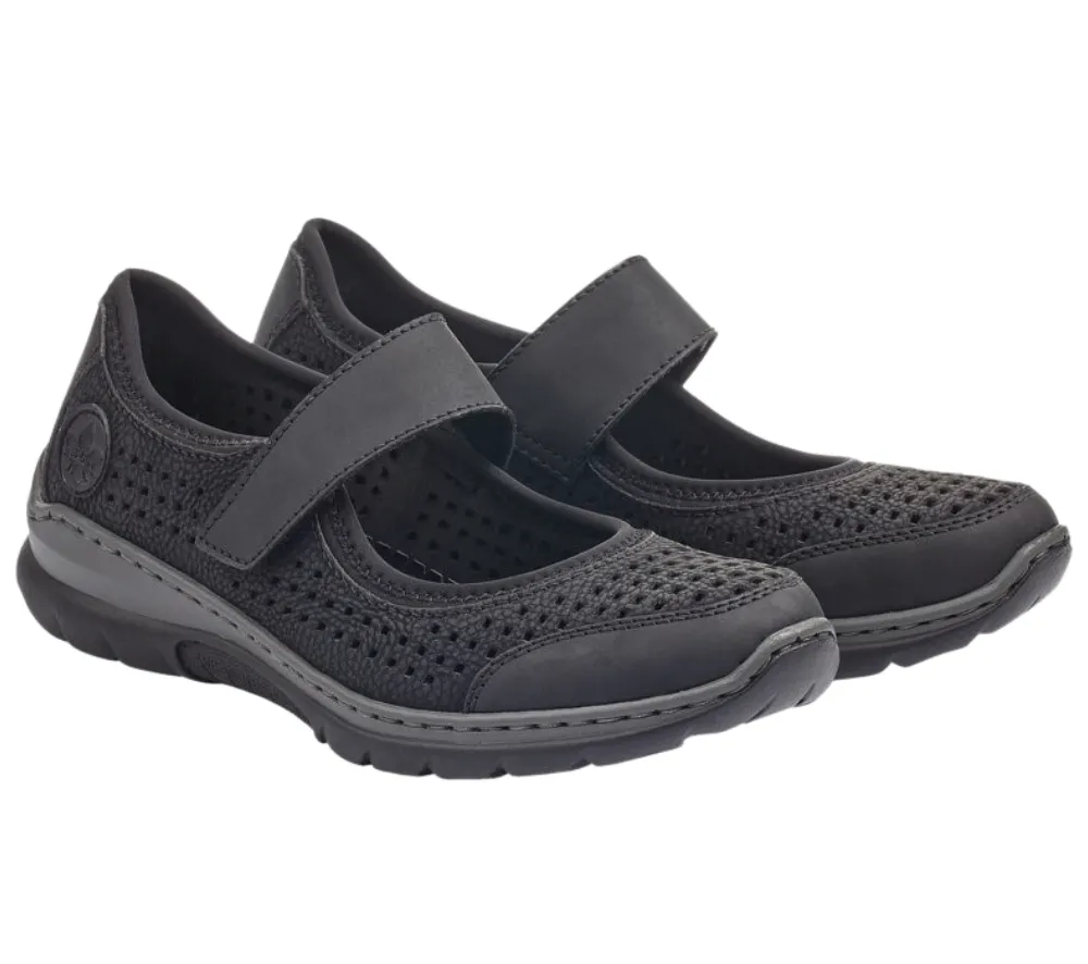 Espadrile sport, dama, RIEKER MemoSoft, L32B5-00 negru, piele ecologica