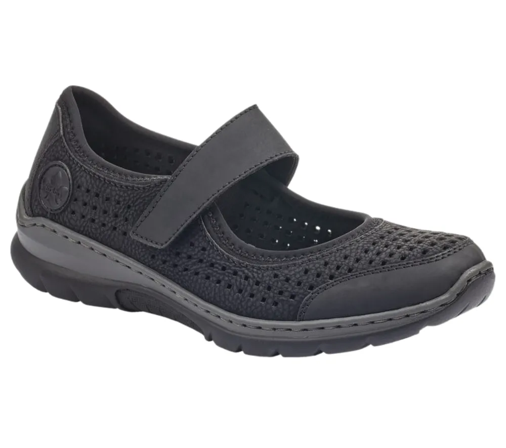 Espadrile sport, dama, RIEKER MemoSoft, L32B5-00 negru, piele ecologica