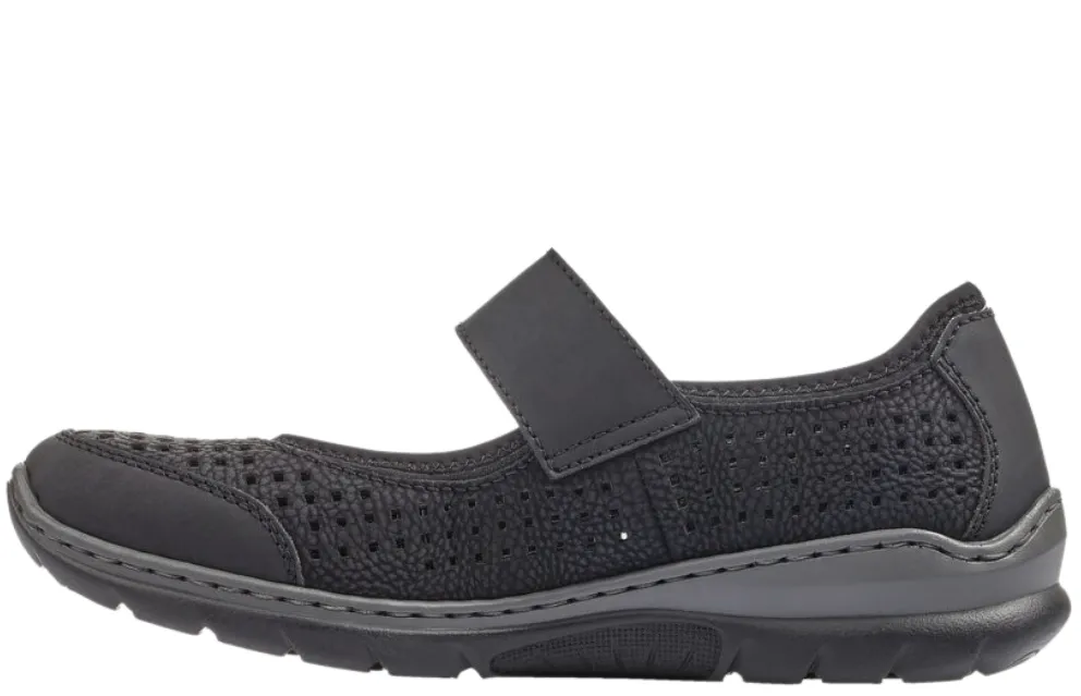 Espadrile sport, dama, RIEKER MemoSoft, L32B5-00 negru, piele ecologica