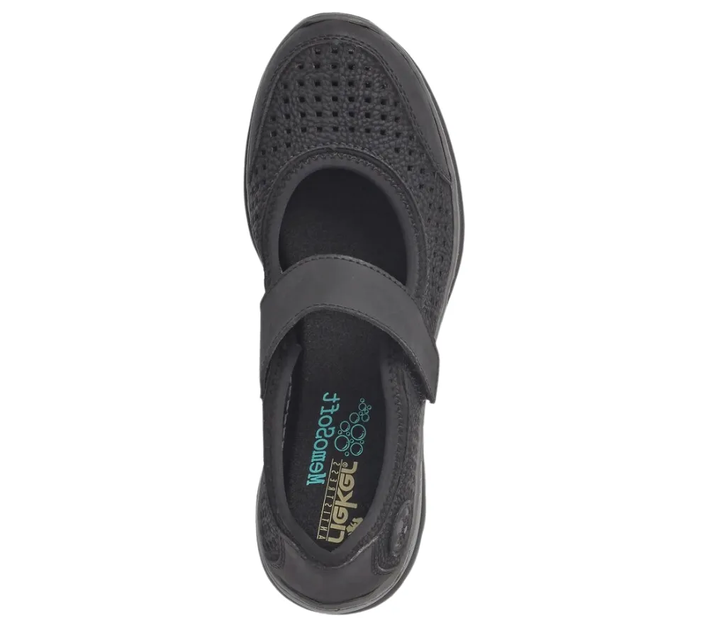 Espadrile sport, dama, RIEKER MemoSoft, L32B5-00 negru, piele ecologica