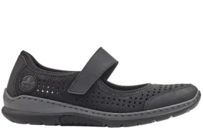 Espadrile sport, dama, RIEKER MemoSoft, L32B5-00 negru, piele ecologica