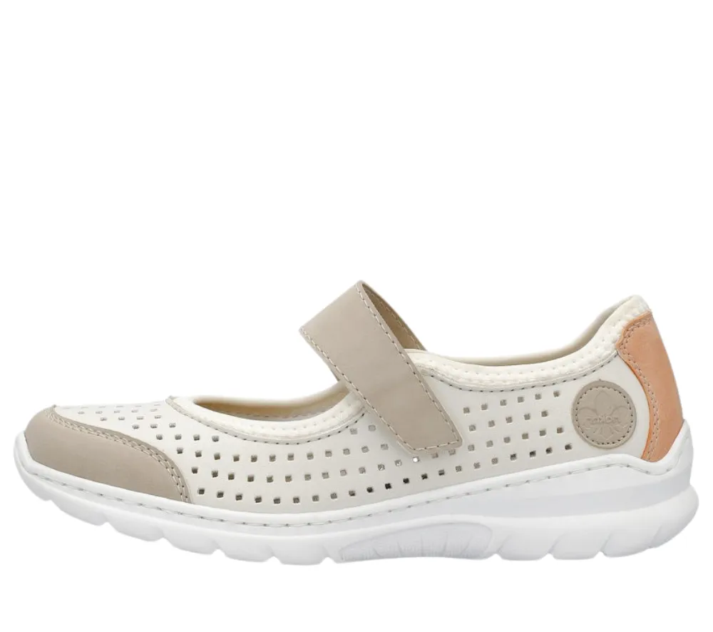 Espadrile sport, dama, RIEKER MEMOSOFT, L32B5-81 alb, piele ecologica