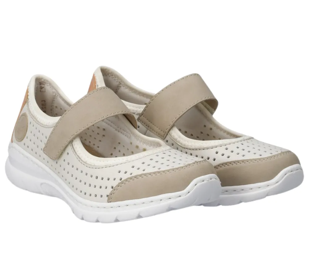 Espadrile sport, dama, RIEKER MEMOSOFT, L32B5-81 alb, piele ecologica