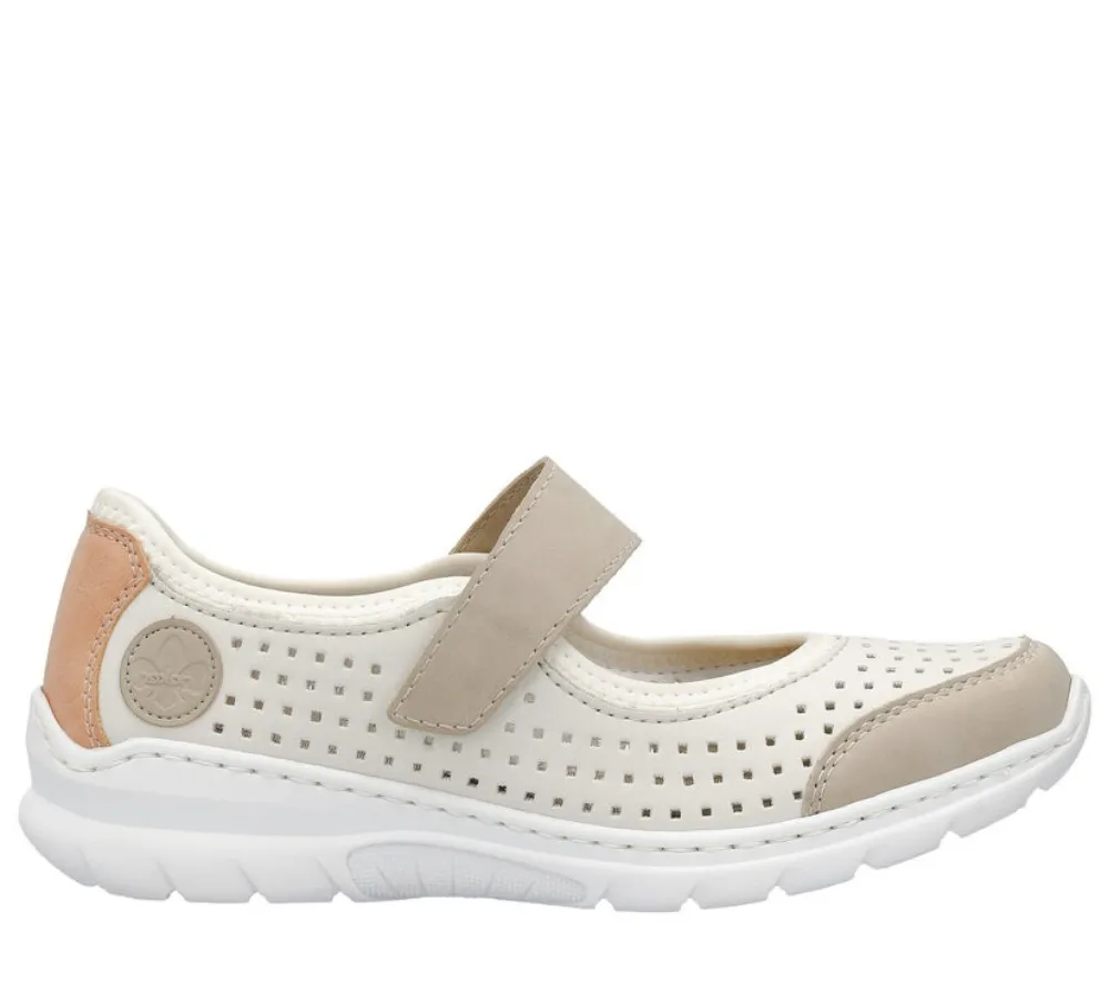 Espadrile sport, dama, RIEKER MEMOSOFT, L32B5-81 alb, piele ecologica