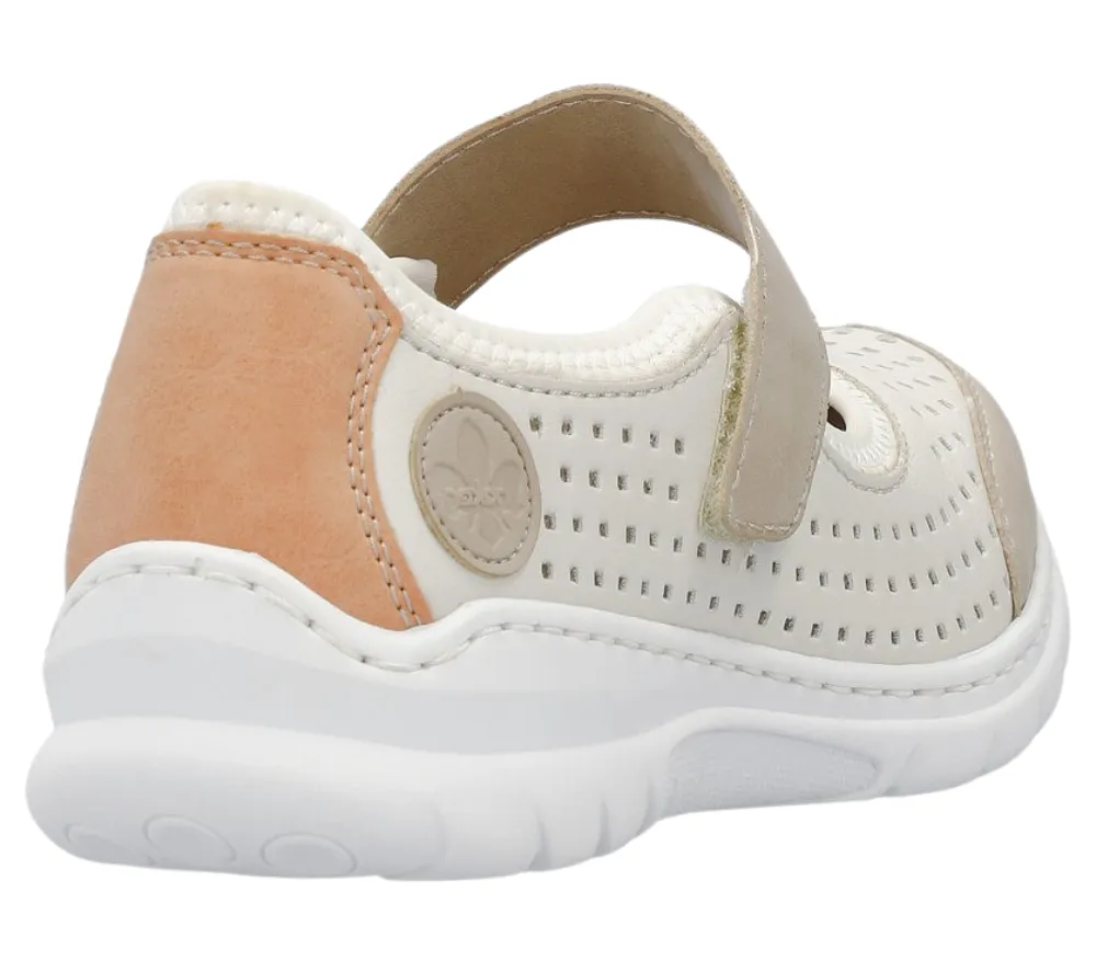 Espadrile sport, dama, RIEKER MEMOSOFT, L32B5-81 alb, piele ecologica