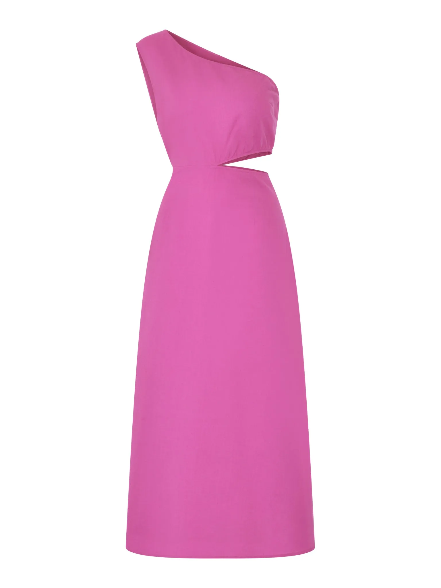 Evaline One Shoulder Dress in Magenta