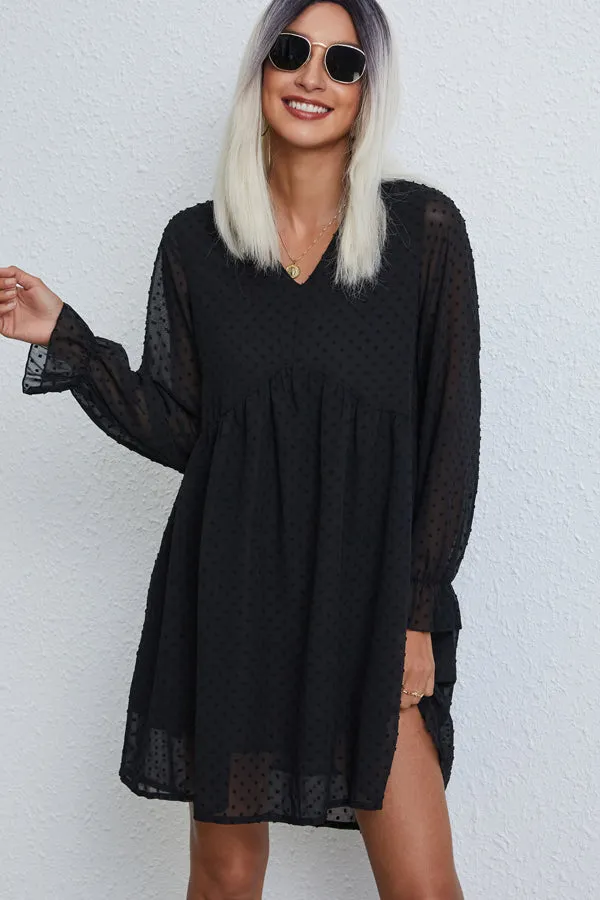 Fashion Solid Color Trendy Long Sleeve Casual Dress