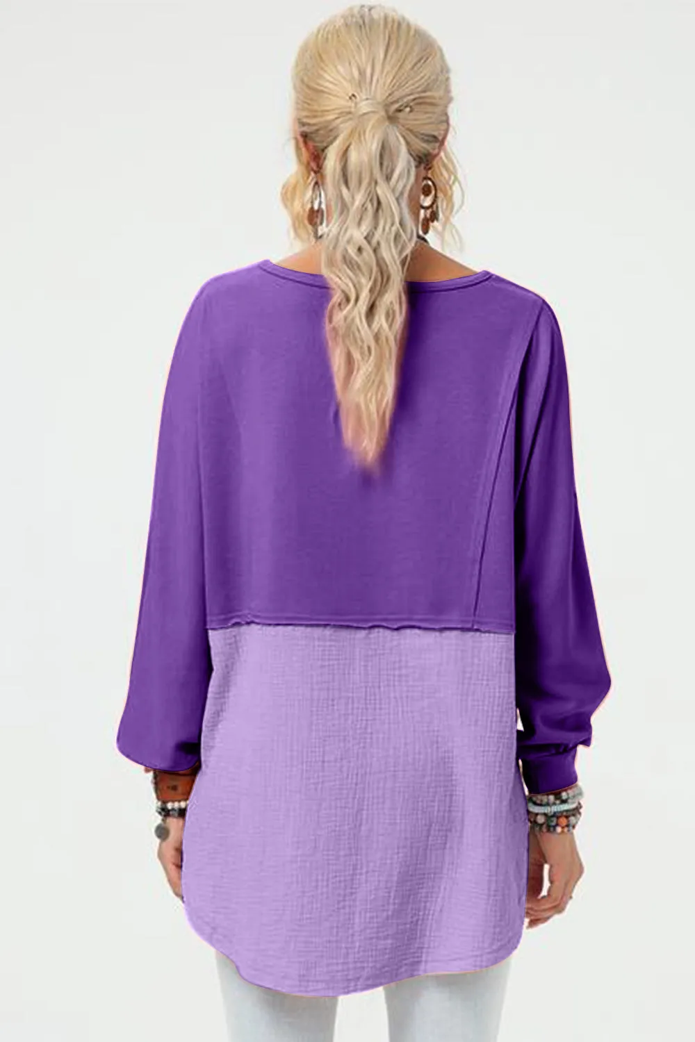 Full Size Long Sleeve High-Low T-Shirt