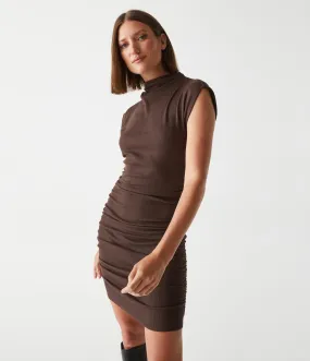 Gia Ribbed Power Shoulder Dress | Java