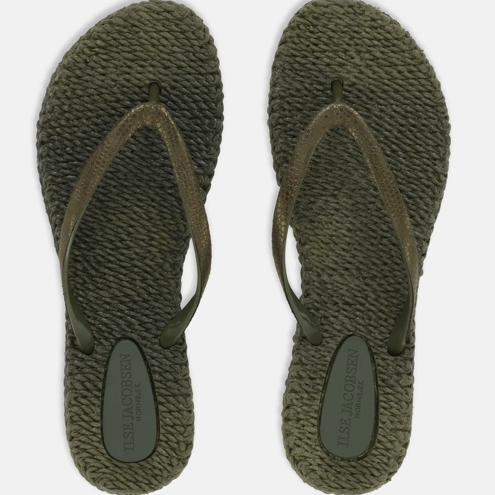 Ilse Jacobsen Flip Flops with Army Snake Strap