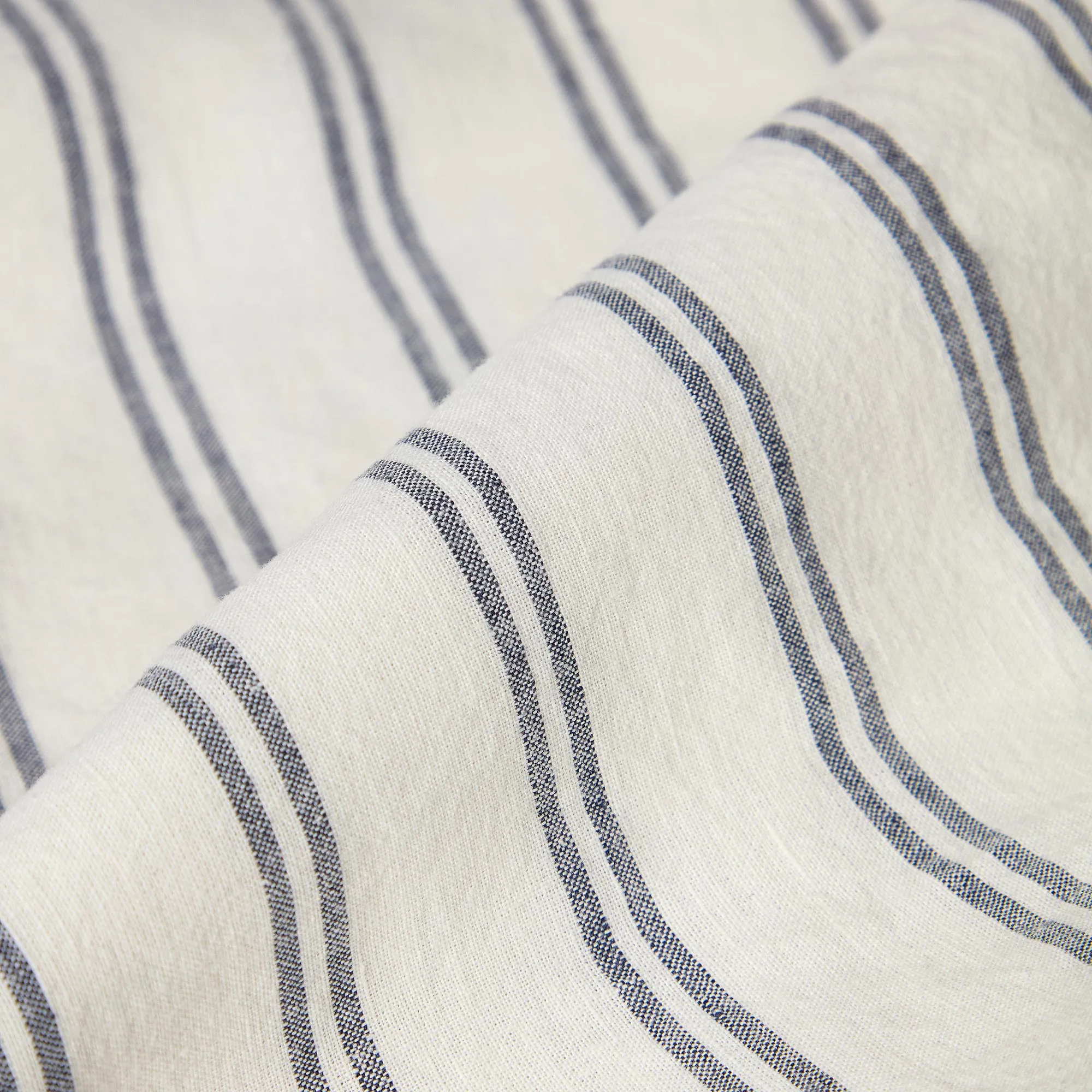 Ivory Kemptown Stripe Linen Blend Flat Sheet