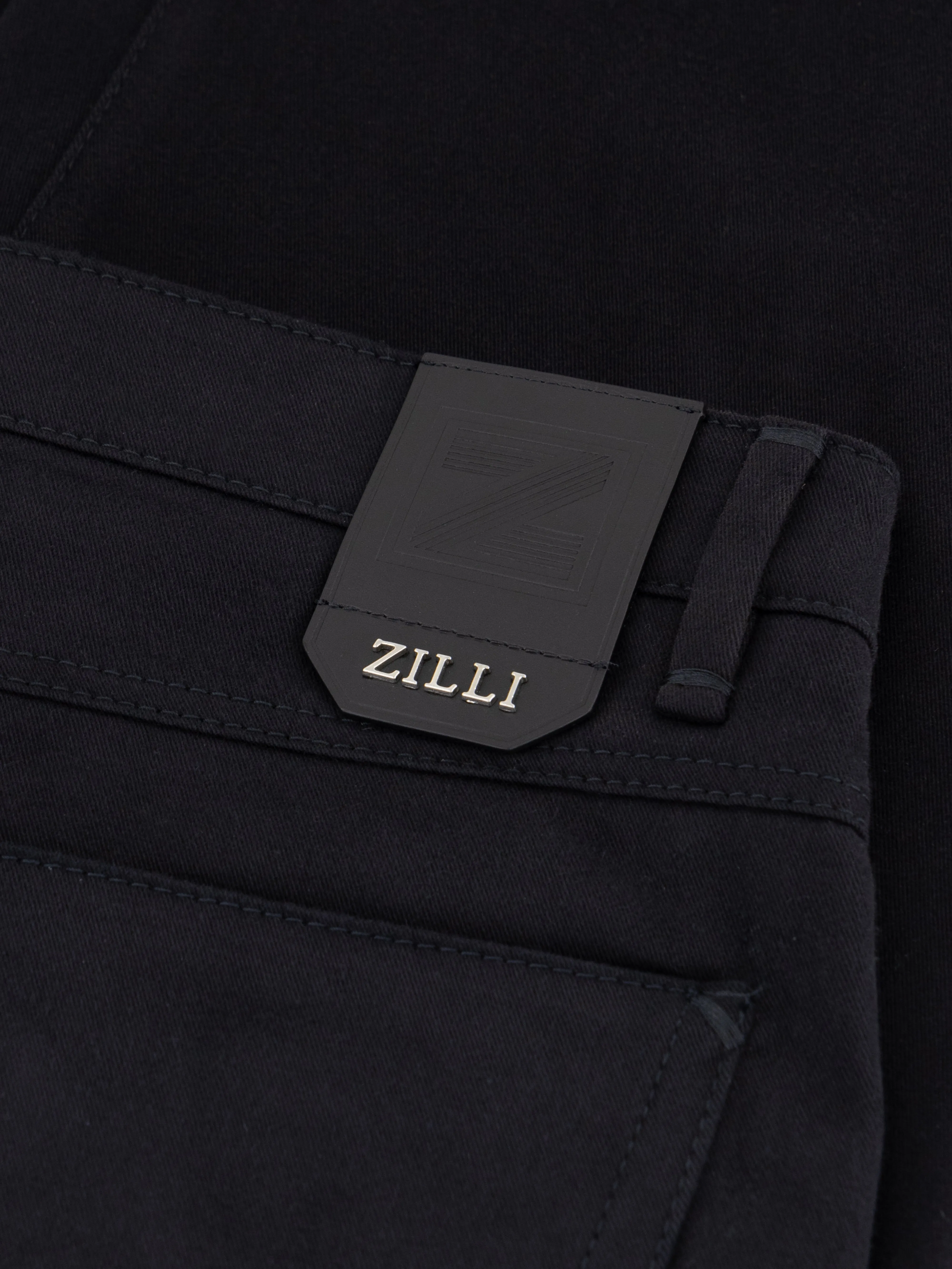 Jeans with Calf Suede "Z" Patch Black