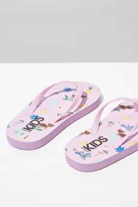 Kids Printed Flip Flop - Pink Lavendar Floral